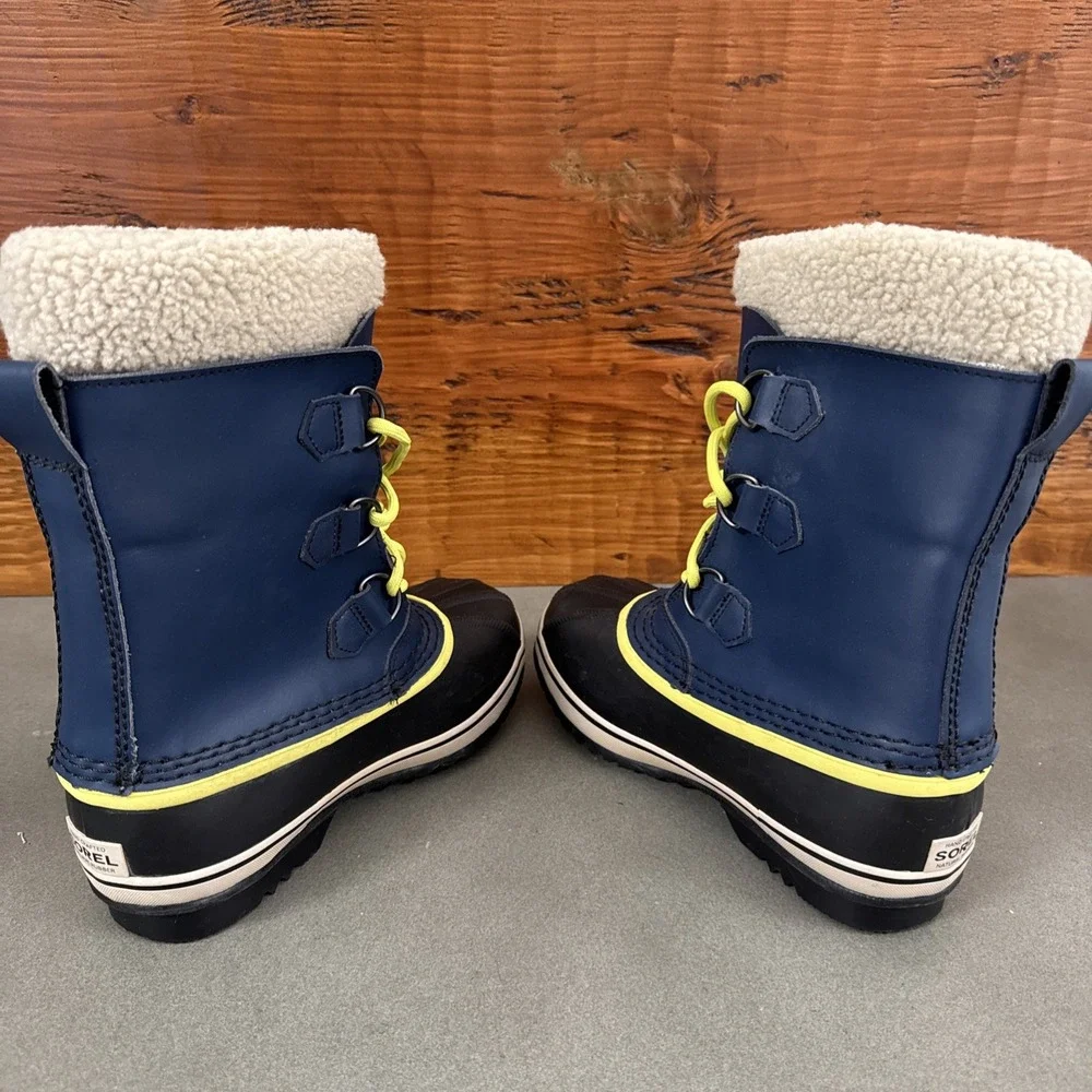 Sorel Snow Boots Boys Size 4 Blue Waterproof Insulated Lined Winter